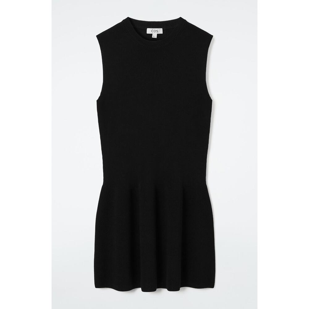 COS Ribbed-knit Dropped-waist Mini Dress - XS - Black